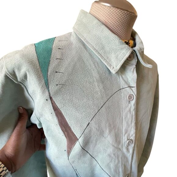 Vintage Suede Artsy Coat XL Genuine Leather Boho Y2K 90s Jacket Long - Picture 7 of 16